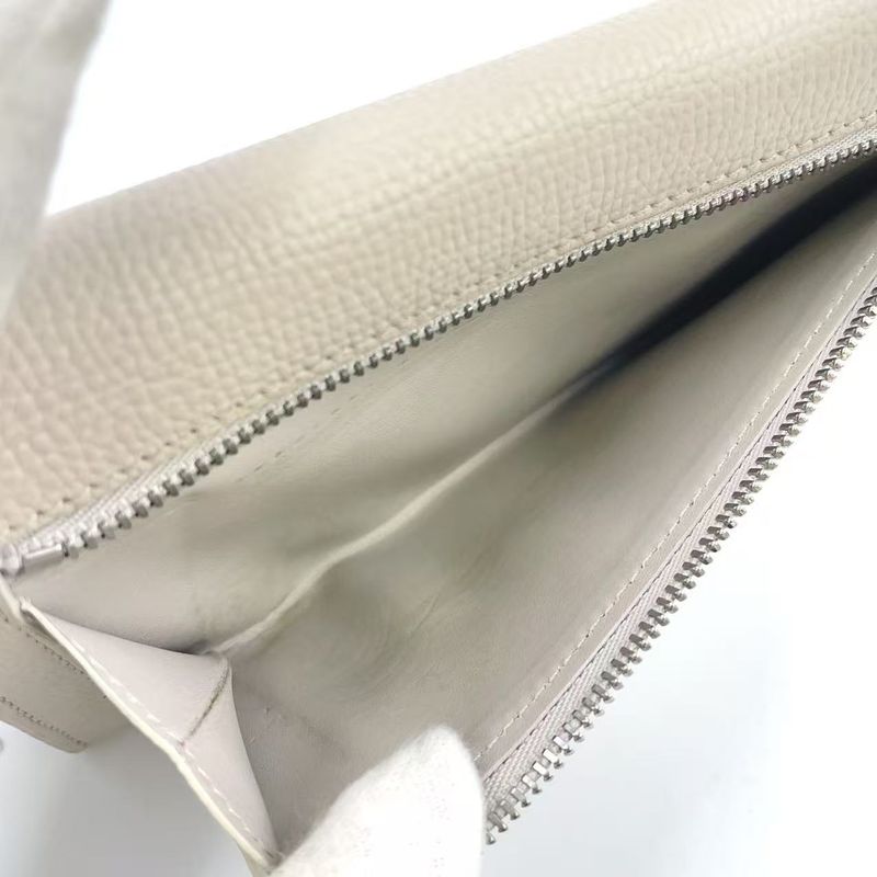 Loewe Bifold Long Wallet Anagram Continental Wallet Leather Beige Wallet Silver