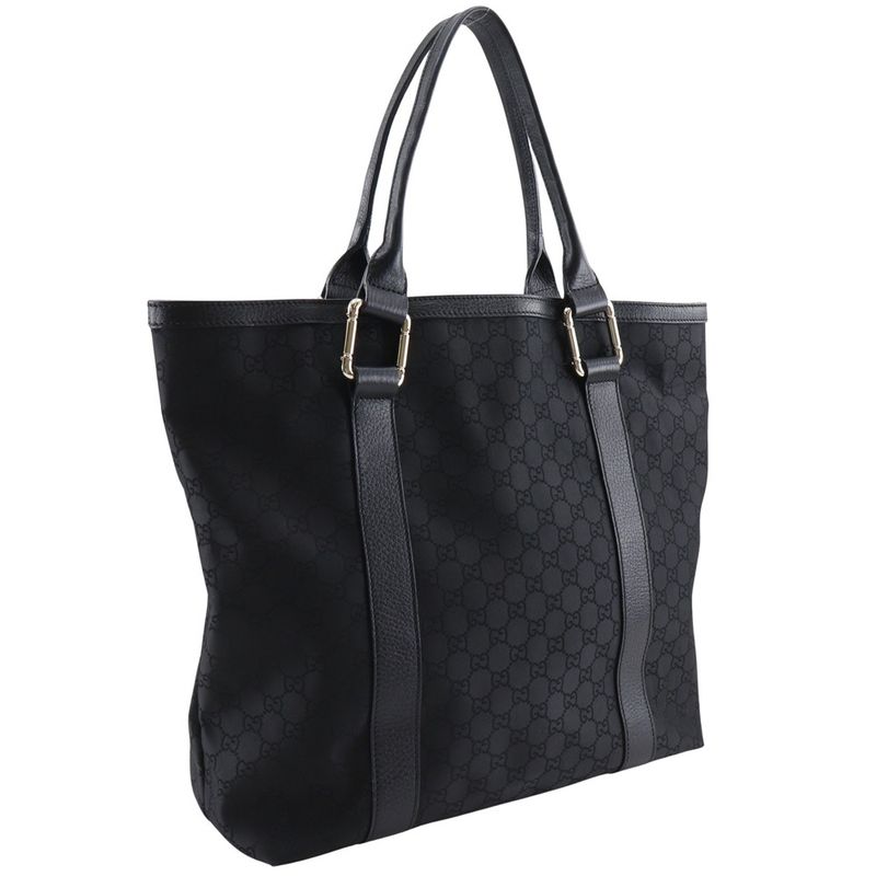 Gucci GG Outlet 341536 Nylon Canvas Black Unisex Tote Bag