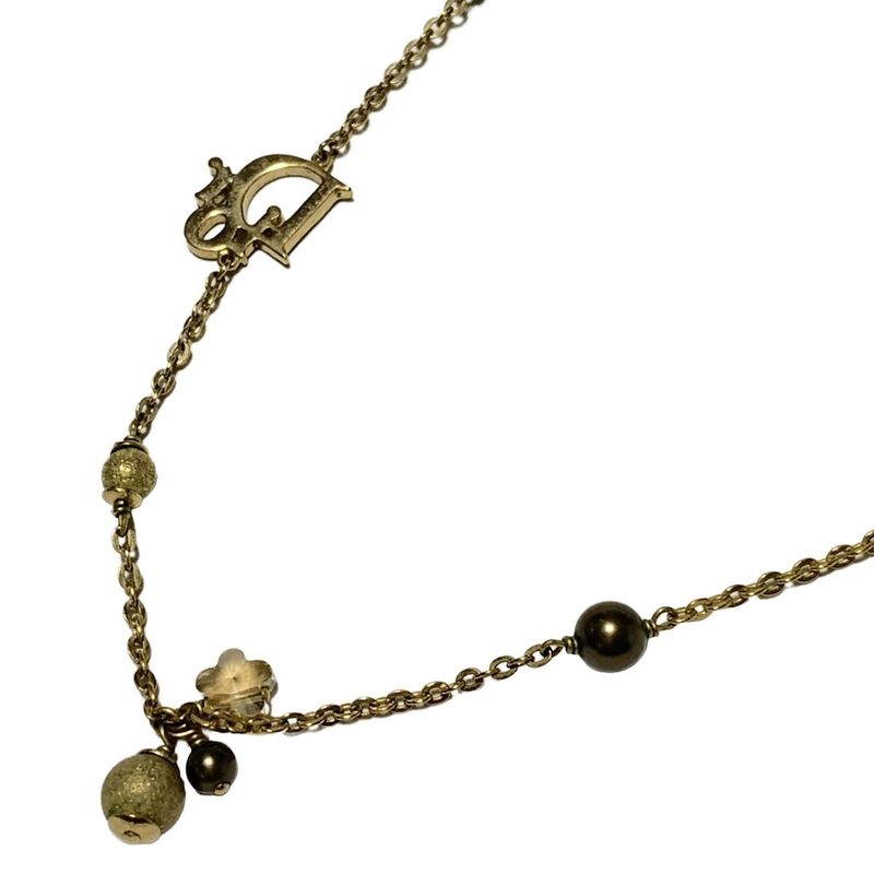 Dior/christian Dior Necklace - Gold Rhinestones
