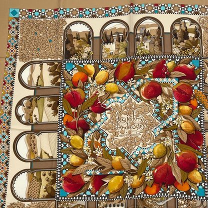Hermes Carre 90 Les Jardins D' Andalousie Andalusian Gardens Scarf Multicolor