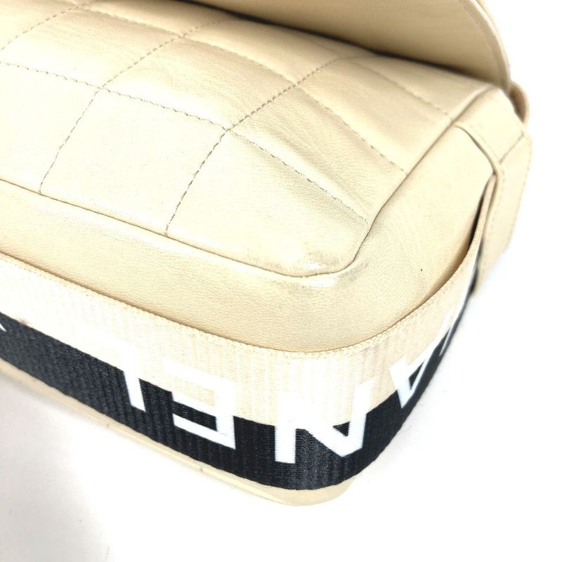 Chanel Shoulder Bag CC Coco Mark Choco Bar Bicolor Leather White