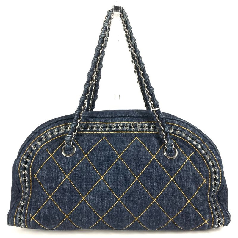 Chanel Shoulder Bag CC Coco Mark Chain Logo W Chain Denim Blue