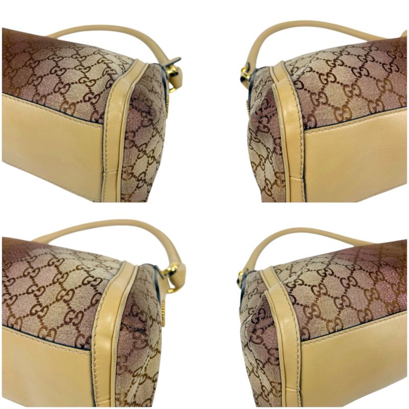 Gucci One Shoulder Bag Handbag Scarlet Interlocking GG Canvas Lame Hobo Soho