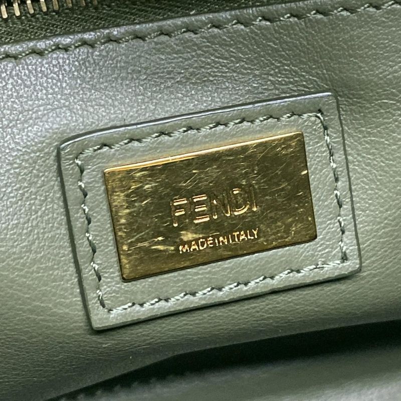 Fendi Handbag Mini Peekaboo Pocket 8bn311 Khaki Leather