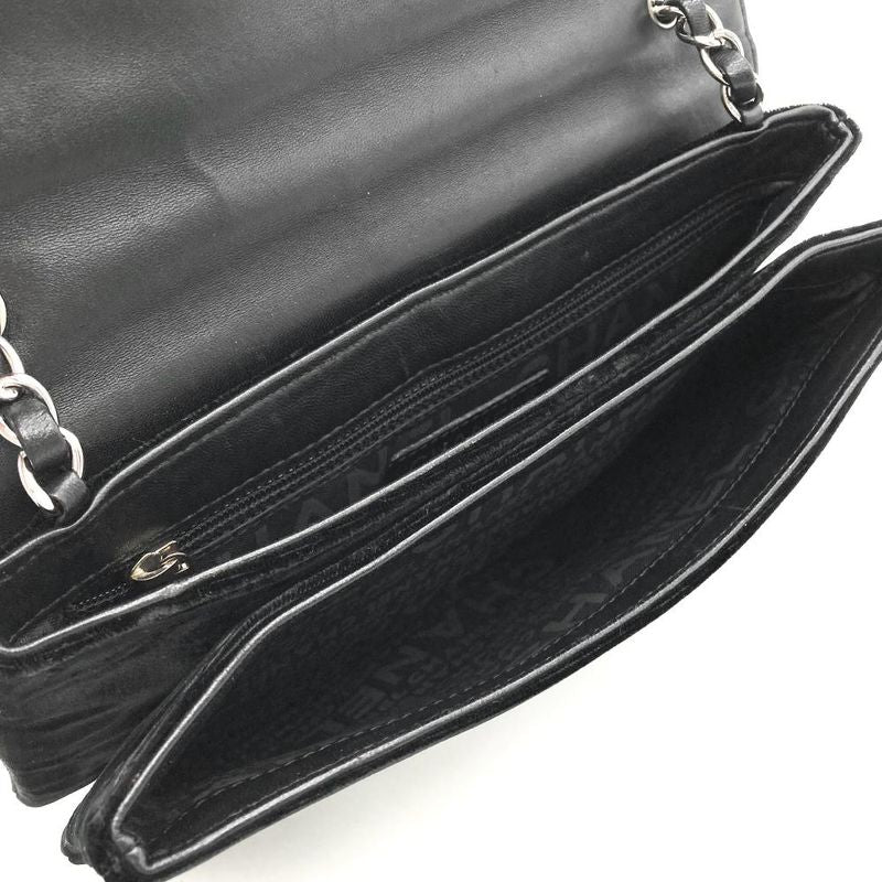 Chanel Camellia No5 Clover Shoulder Bag Velvet Black Coco Mark Chain Shoulder
