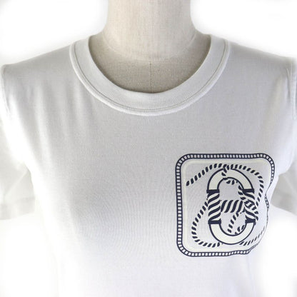 Hermes 2023 100% Cotton Chaine D'ancre Short Sleeve T-shirt White Navy 34 Made