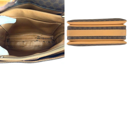 Celine Vintage Macadam Pattern Brown Gold Hardware Pvc/leather Crossbody