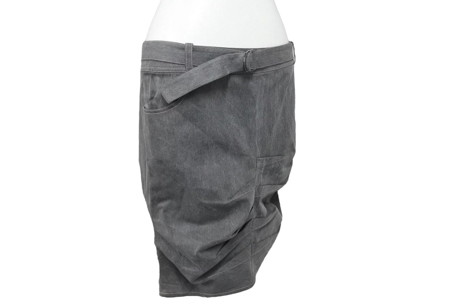 Dior Denim Skirt Belted Design Stitch Galliano 38 — view 5