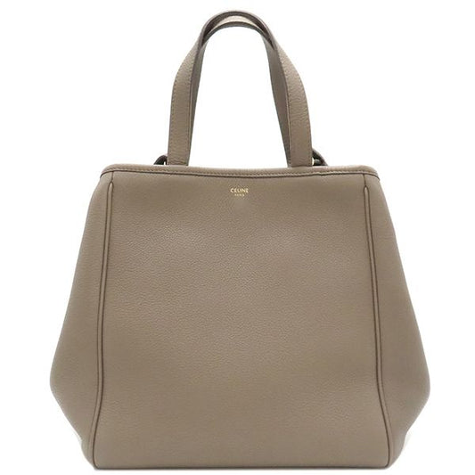 Celine 2way Bag Small Fold Cabas Leather Glazed Gold Hardware Gray Beige