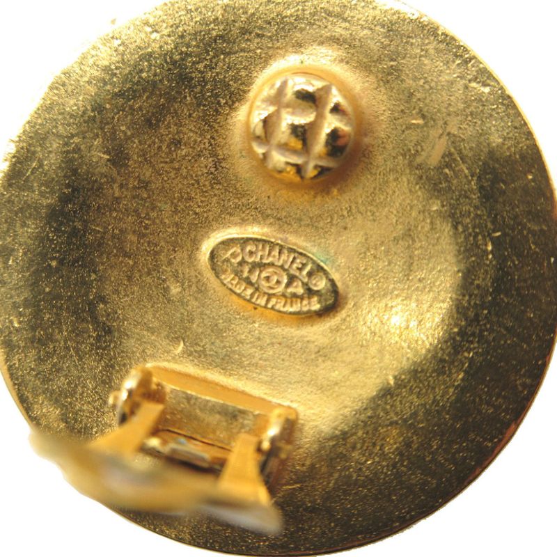 Chanel Coco Mark Lava 94A Metal Gold Earrings 0168 Chanel
