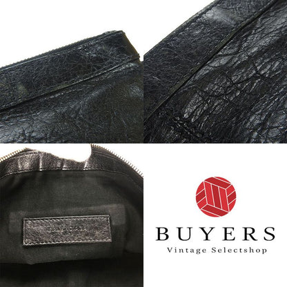 Balenciaga Clutch Bag Classic 273022 Clip M Leather Black - Silver Hardware