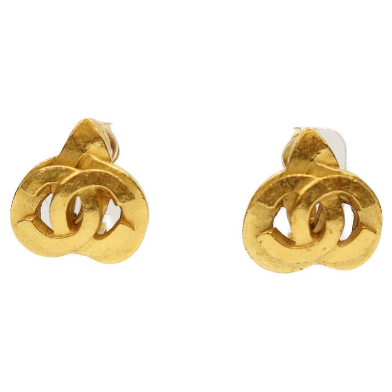 Chanel 97P GP Heart Shape Coco Mark Earrings