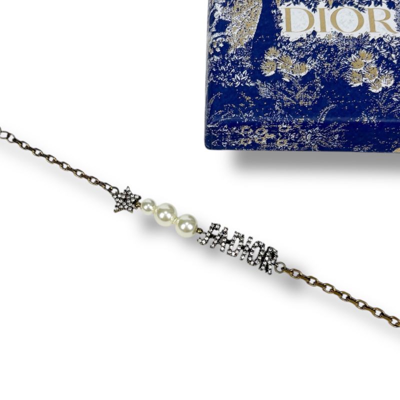Christian DIOR Bracelet Gold Hardware Pearl Star Rhinestone Vintage Work