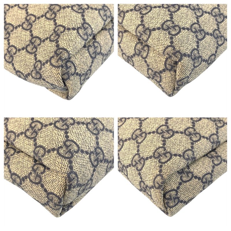 Gucci Gray Navy Silver Hardware GG Supreme Canvas 223666 Shoulder Bag Pochette