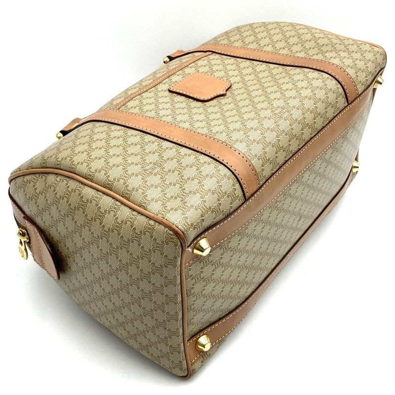 Celine M14 Handbag Mini Boston Macadam PVC Leather Beige Travel Vintage Ladies