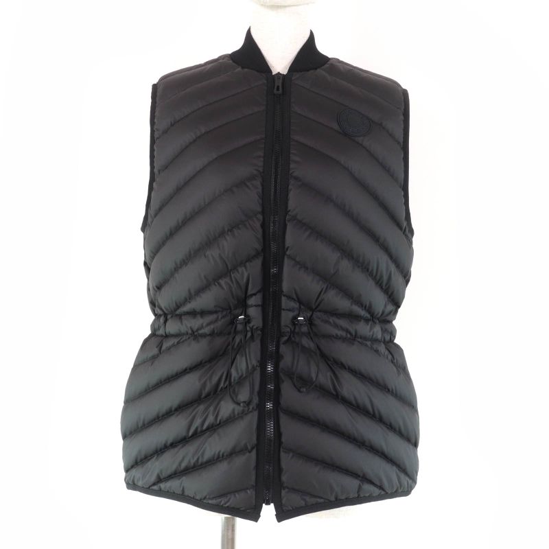 Hermes 23AW 3h0156da Long Quilted Vest Rubber Serie Patch Down Vest Black 40