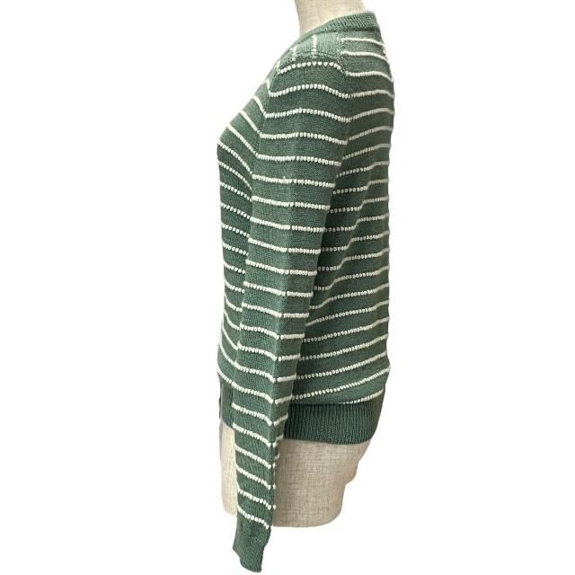 Gucci 633610 Knit Sweater Top Long Sleeves V-neck Striped Alpaca Wool Green