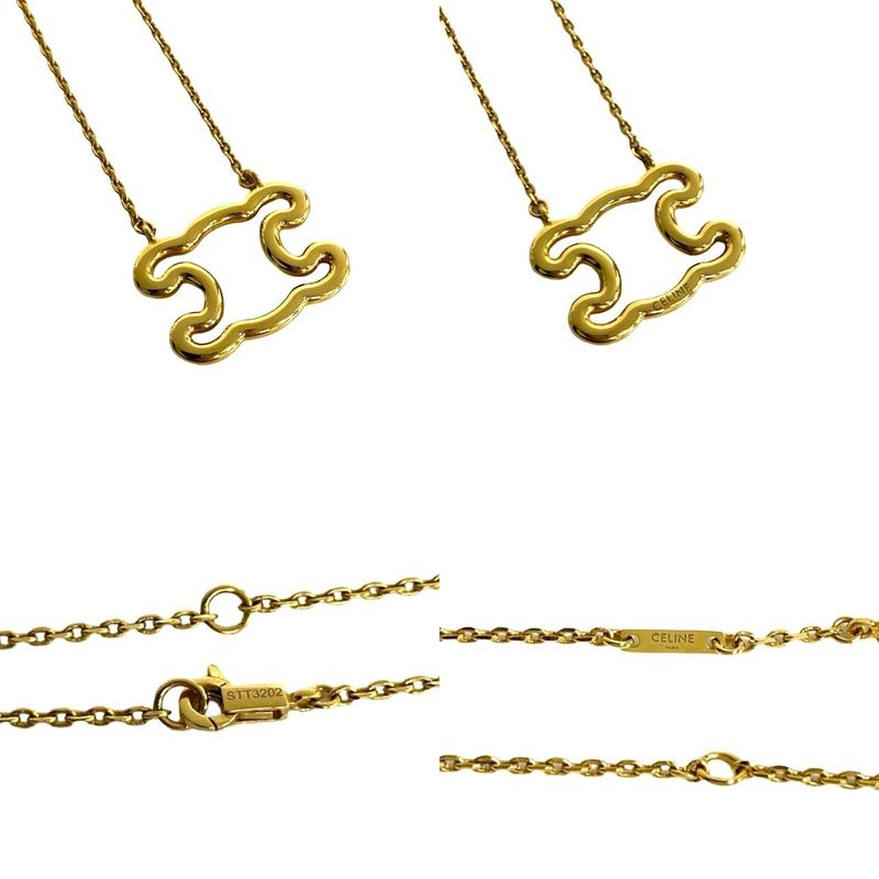 Celine Triomphe Logo Motif Frame Necklace Pendant Choker Accessory