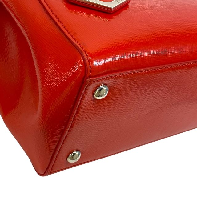 Fendi 8bh253-m5q 2-way Petite Toujours Handbag Tote Bag Leather Enamel Red With