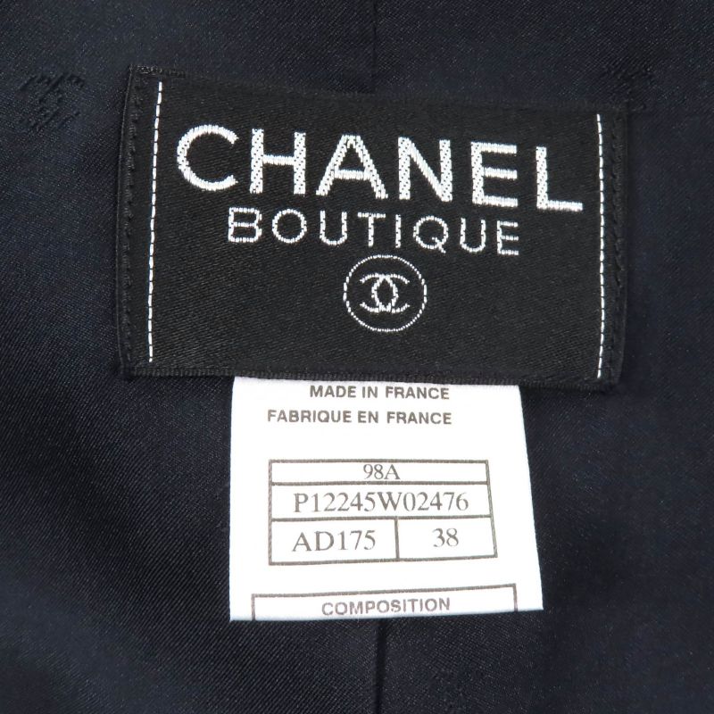 CHANEL 98A P12245 100% Cashmere Jacket With Coco Mark Buttons Dark Navy 38 Made