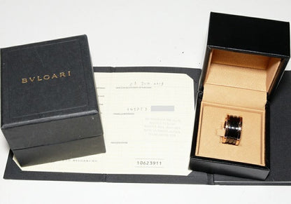Bulgari Ring 18K Pink Gold Black Ceramic Bzero1 Ring 4 Bands 345853