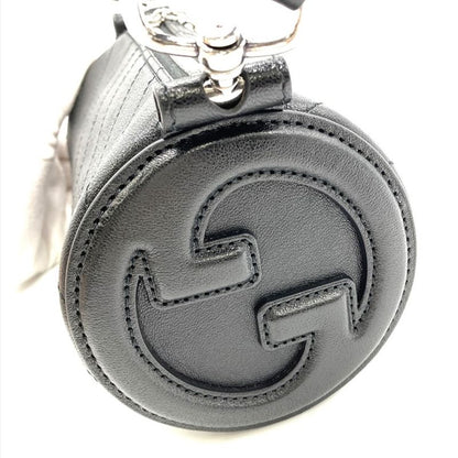Gucci Blondi Handbag Leather Black Silver Hardware Tube Shape Women's