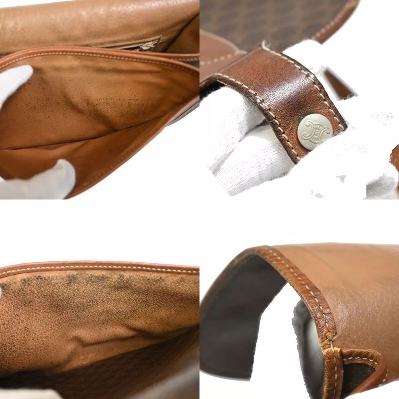 Celine Old Celine Shoulder Bag Macadam Pattern Brown Leather 04bs139