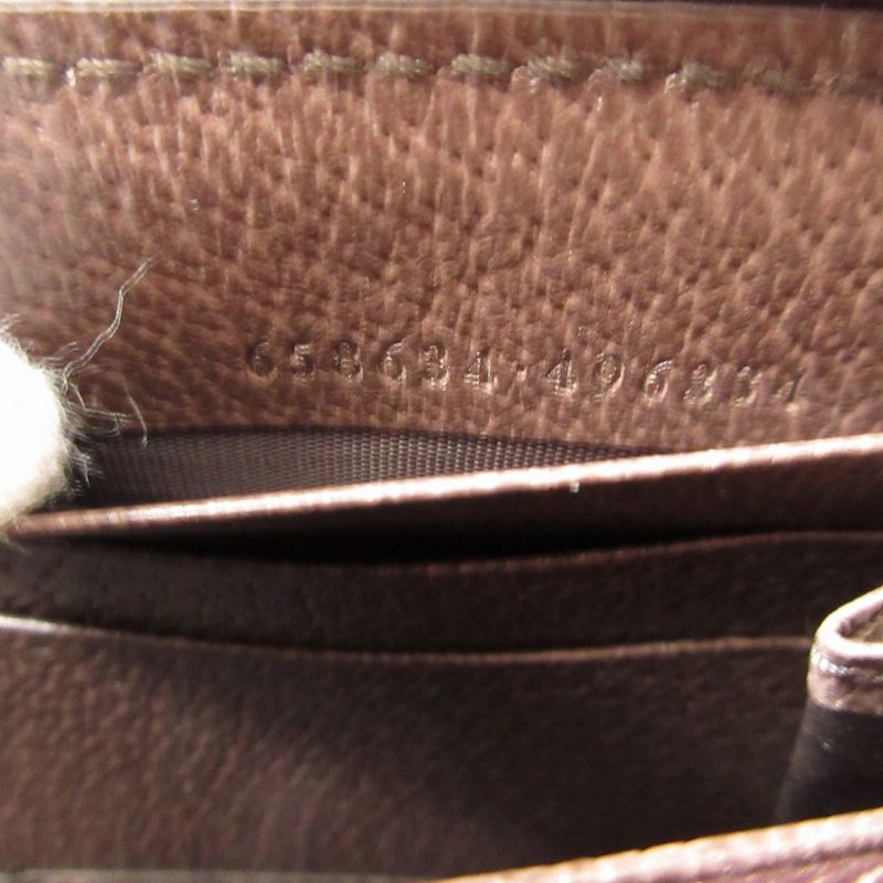 Gucci Diana Bamboo 658634 GG Supreme Leather Beige Brown Round Zipper Long