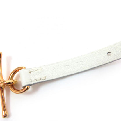 Hermes Maul Bracelet Pink Gold Hardware Leather White T2 C Engraved With Box