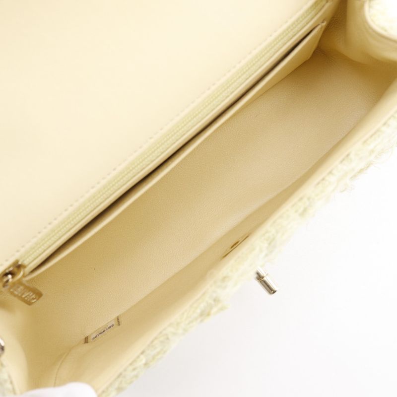 Chanel Mini Matelasse Chain Shoulder A69900 Tweed Yellow Ladies Shoulder Bag