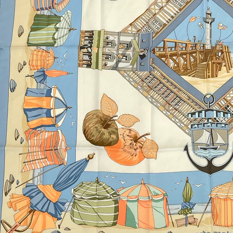 Hermes Scarf Silk Carre 90 Charmes DES Plages Normandes Charms Of The Normandy