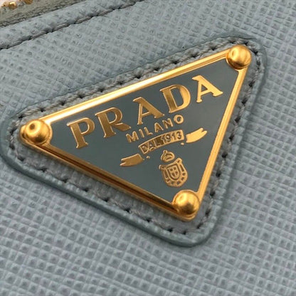 Prada Saffiano Leather Chain Shoulder Card Case Wallet Blue