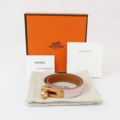 Hermes Kelly Double Tour Bracelet Mauve Peel Gold Hardware B Engraved