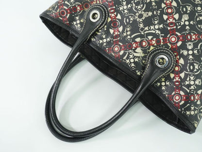 Authentic Chanel Coco Mark Tote Handbag PVC Leather Black Coco Mark Bag