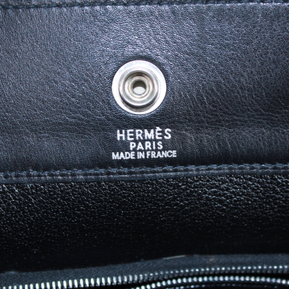 Hermes Fourre Tout MM Leather And Chevre Black Handbag Silver