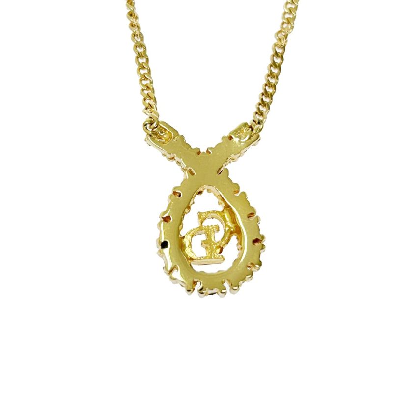 Christian Dior GP Rhinestone CD Logo Necklace Women's Gold 407855 Necklace