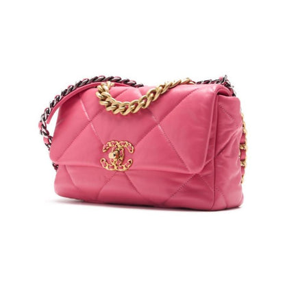 Chanel 19 Matelasse 2way Chain Shoulder Lambskin Pink With Gold And Silver