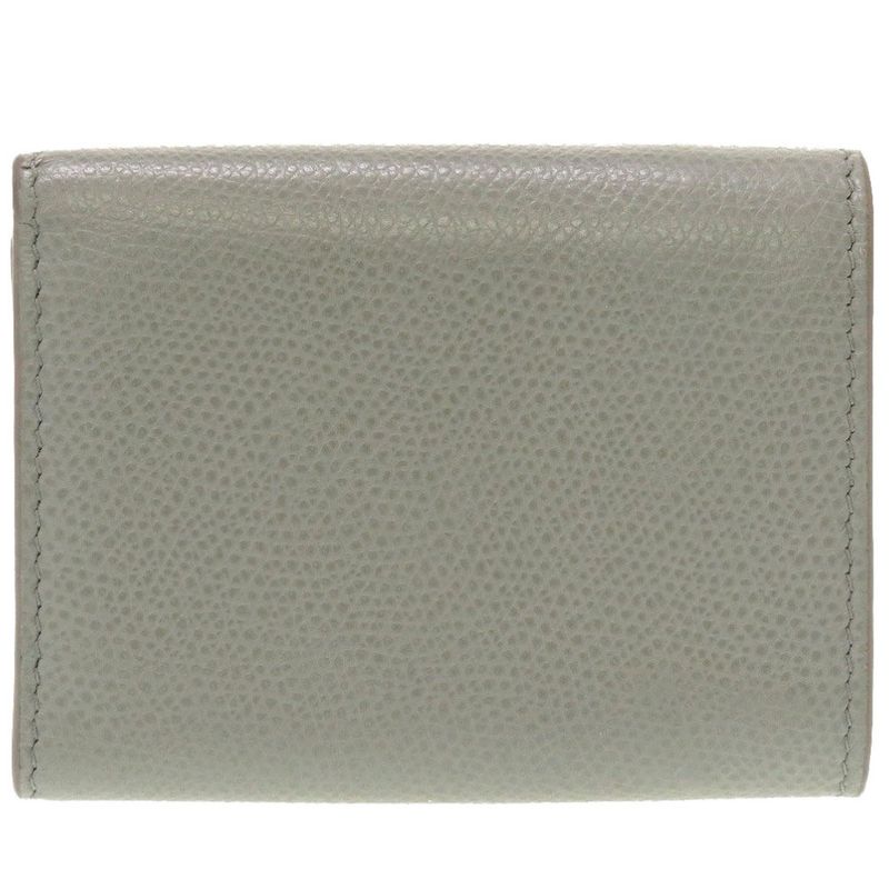 Christian Dior Compact Wallet Leather Gray Trifold Wallet Purse Wallet 0037