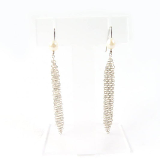 Tiffany & Co Ag925 Current Ag925 Mesh Tassel Earrings With Pearl (for Both