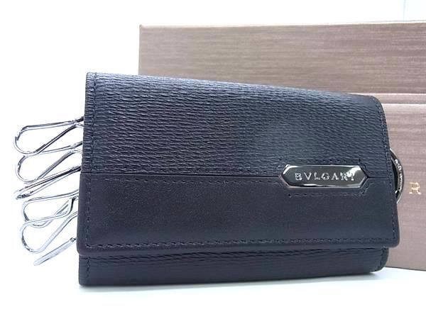 Bvlgari Leather 6-ring Key Case Key Case Men's Black Av6567