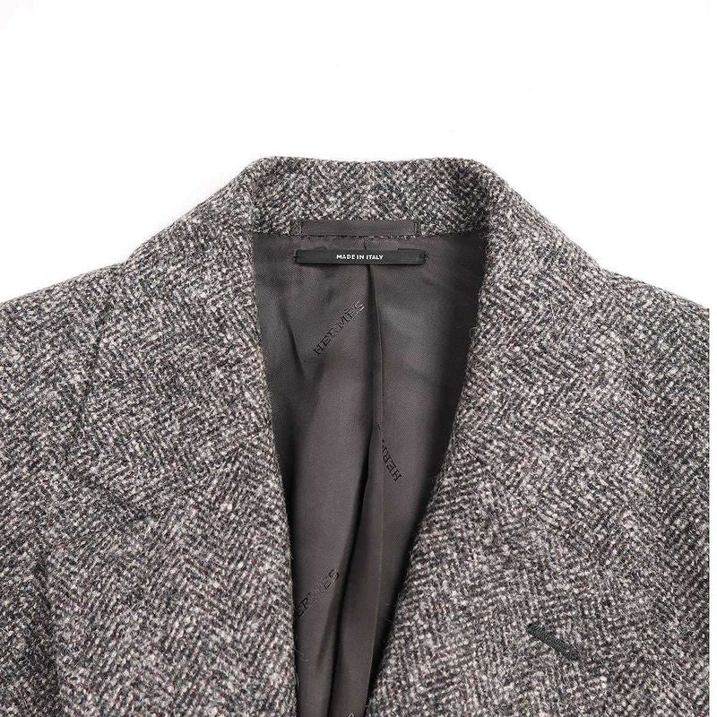 Hermes 15aw Multi-Fabric Double Breasted Tweed Coat Grey- 50