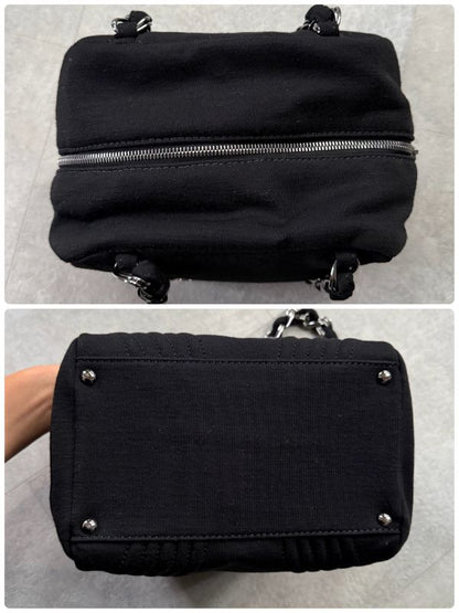 Chanel Chain Shoulder Bag Coco Mark Cotton Jersey Black Silver Hardware Deca