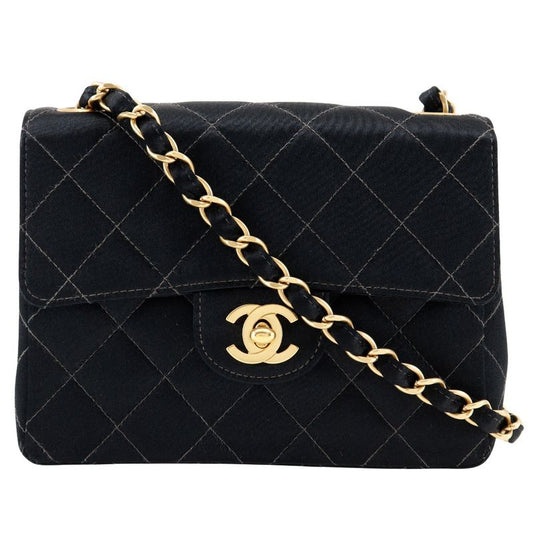 Chanel Mini Chain Shoulder Matelasse Satin Black Ladies Shoulder Bag