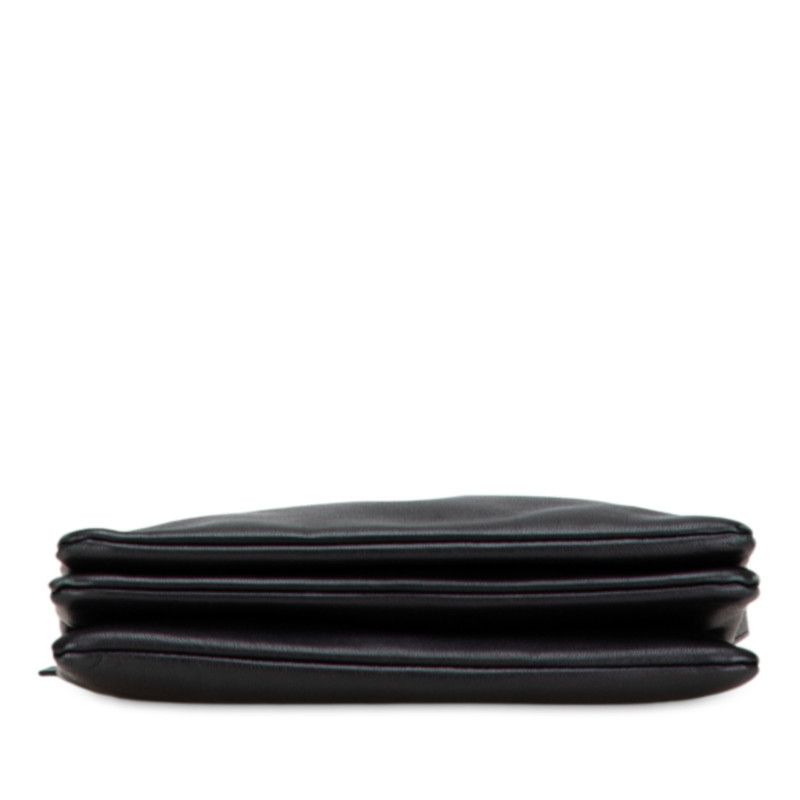 Celine Trio Large Crossbody Shoulder Bag Black Gold Hardware Leather Women's