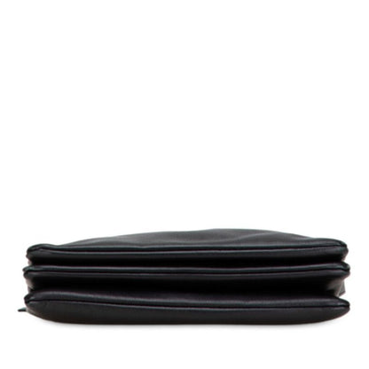 Celine Trio Large Crossbody Shoulder Bag Black Gold Hardware Leather Women's