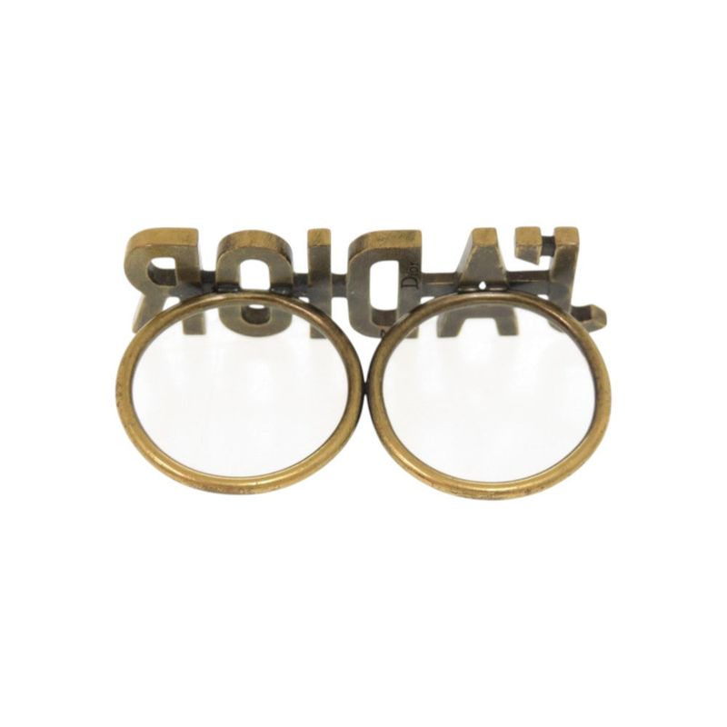 Christian Dior J'adior Double Finger Ring Metal Size M Gold Ring 1284 Christian