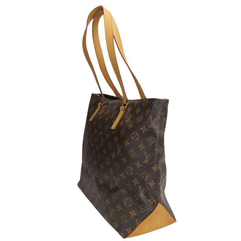 Louis Vuitton Tote Bag Cabas Mezzo M51151 Monogram Nubuck Leather Brown Gold