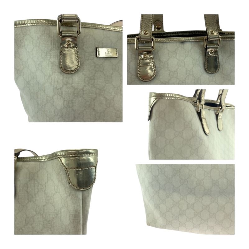 Gucci White Gold Hardware GG Supreme Canvas 189896 Tote Bag Shoulder Bag Women