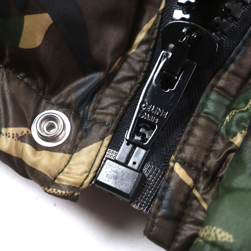 Celine 2w4300610 Logo Print Camouflage Padded Zip-up Jacket Green Brown Multi