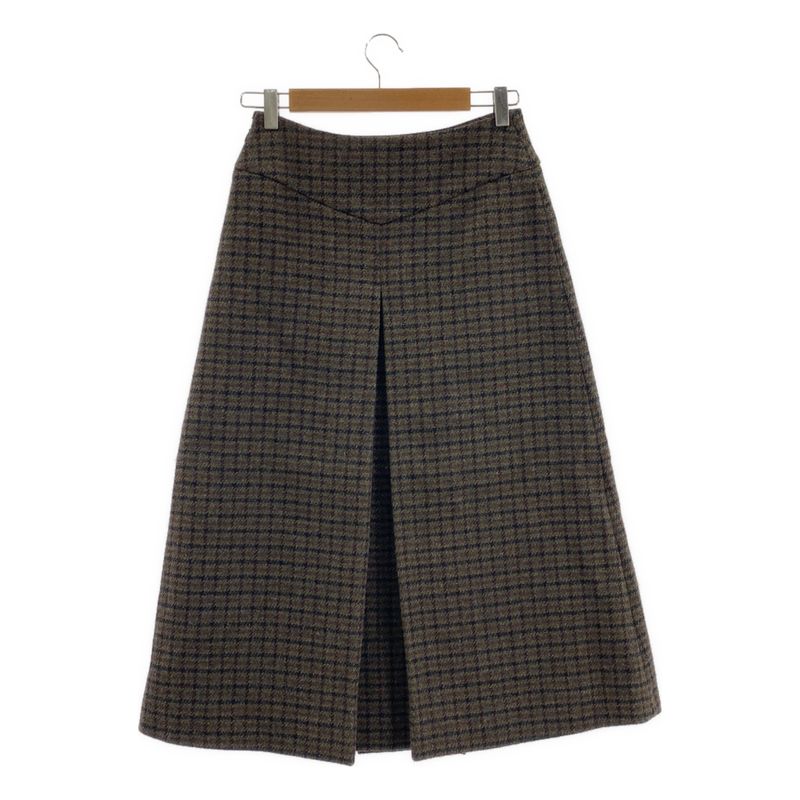 Celine - Wool Check Pleated Long Skirt - 38 - Multicolor - Women